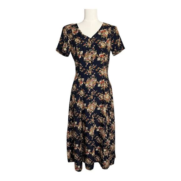 Vintage 90s Floral Boho Dress Rampage Cottagecore Grunge Button Down Midi 5 - Picture 1 of 11